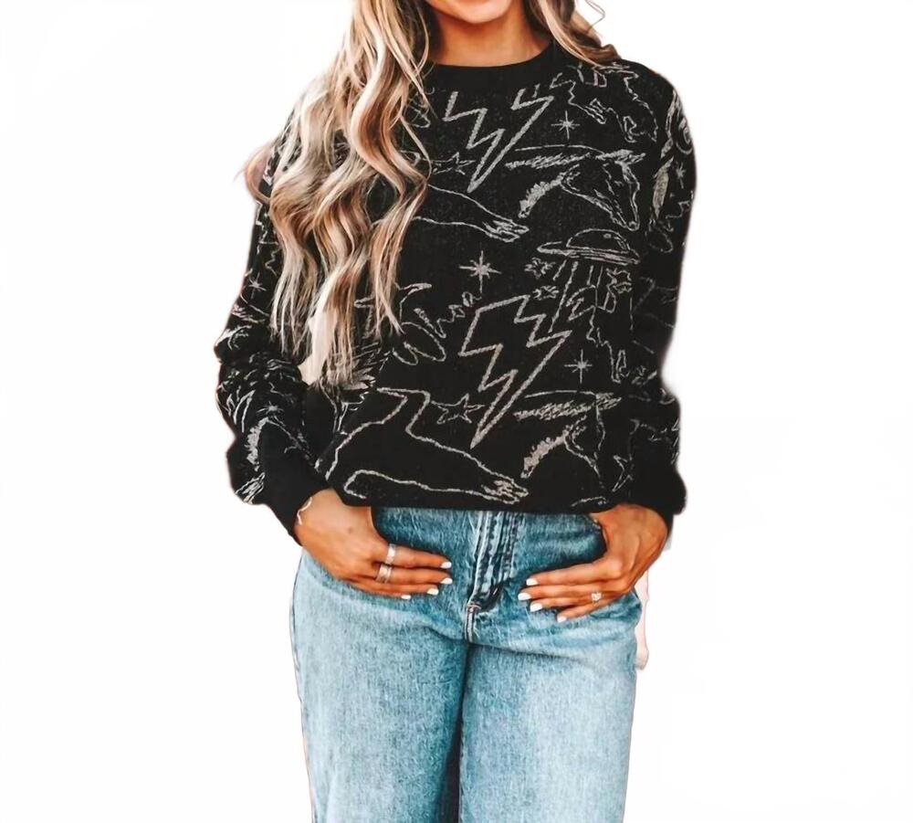 NEW 2FLYCO marfa lights sweater in black
